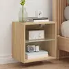Image de vidaXL Table de chevet murale avec lumières LED chêne sonoma