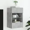 Image de vidaXL Meuble TV mural avec lumières LED gris béton 40x30x60,5 cm