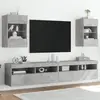 Image de vidaXL Meubles muraux avec lumières LED pour TV 2pcs gris béton 40x30x60,5 cm