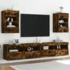 Image de vidaXL Meubles muraux avec lumières LED pour TV 2pcs chêne fumé 40x30x60,5 cm
