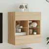 Image de vidaXL Meuble TV mural avec lumières LED chêne sonoma 58,5x30x60,5 cm
