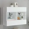 Image de vidaXL Meuble TV mural avec lumières LED blanc 78,5x30x60,5 cm