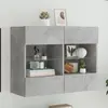 Image de vidaXL Meuble TV mural avec lumières LED gris béton 78,5x30x60,5 cm