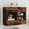 Image de vidaXL Meuble TV mural avec lumières LED chêne fumé 78,5x30x60,5 cm