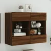 Image de vidaXL Meuble TV mural avec lumières LED chêne marron 78,5x30x60,5 cm