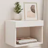 Image de vidaXL Tables de chevet murales avec lumières LED 2 pcs blanc