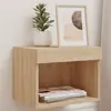 Image de vidaXL Tables de chevet murales avec lumières LED 2 pcs chêne sonoma