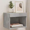 Image de vidaXL Table de chevet murale avec lumières LED gris béton