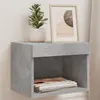 Image de vidaXL Tables de chevet murales avec lumières LED 2 pcs gris béton