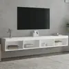 Image de vidaXL Meubles TV avec lumières LED 2 pcs blanc 100x30x30 cm