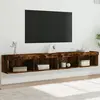 Image de vidaXL Meubles TV avec lumières LED 2 pcs chêne fumé 100x30x30 cm