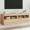 Image de vidaXL Meubles TV muraux lumières LED 2 pcs chêne sonoma 60x30x40 cm