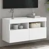 Image de vidaXL Meuble TV mural avec lumières LED blanc 80x30x40 cm