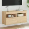 Image de vidaXL Meuble TV mural avec lumières LED chêne sonoma 80x30x40 cm