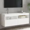 Image de vidaXL Meuble TV mural avec lumières LED blanc 100x30x40 cm