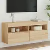 Image de vidaXL Meuble TV mural avec lumières LED chêne sonoma 100x30x40 cm
