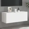 Image de vidaXL Meuble TV mural avec lumières LED blanc 80x35x31 cm