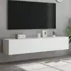 Image de vidaXL Meubles TV muraux avec lumières LED 2 pcs blanc 80x35x31 cm