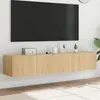Image de vidaXL Meubles TV muraux lumières LED 2 pcs chêne sonoma 80x35x31 cm