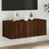 Image de vidaXL Meuble TV mural avec lumières LED chêne marron 80x35x31 cm