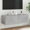 Image de vidaXL Meuble TV mural avec lumières LED gris béton 100x35x31 cm