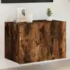 Image de vidaXL Meuble TV mural avec lumières LED chêne fumé 60x35x41 cm