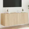 Image de vidaXL Meuble TV mural avec lumières LED chêne sonoma 100x35x41 cm
