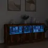 Image de vidaXL Buffet avec lumières LED chêne fumé 162x37x67 cm