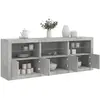 Image de vidaXL Buffet avec lumières LED gris béton 181,5x37x67 cm