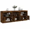 Image de vidaXL Buffet avec lumières LED chêne fumé 181,5x37x67 cm