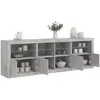 Image de vidaXL Buffet avec lumières LED gris béton 202x37x67 cm