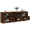 Image de vidaXL Buffet avec lumières LED chêne fumé 202x37x67 cm