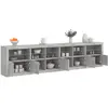 Image de vidaXL Buffet avec lumières LED gris béton 283x37x67 cm