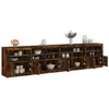 Image de vidaXL Buffet avec lumières LED chêne fumé 283x37x67 cm