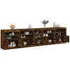 Image de vidaXL Buffet avec lumières LED chêne fumé 283x37x67 cm