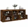 Image de vidaXL Buffet avec lumières LED chêne fumé 181,5x37x67 cm