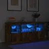 Image de vidaXL Buffet avec lumières LED chêne fumé 142,5x37x67 cm