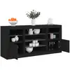 Image de vidaXL Buffet avec lumières LED noir 142,5x37x67 cm