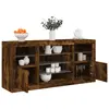 Image de vidaXL Buffet avec lumières LED chêne fumé 142,5x37x67 cm