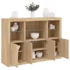 Image de vidaXL Buffets avec lumières LED 3 pcs chêne sonoma bois d'ingénierie