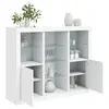 Image de vidaXL Buffets avec lumières LED 3 pcs blanc bois d'ingénierie