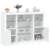 Image de vidaXL Buffets avec lumières LED 3 pcs blanc bois d'ingénierie