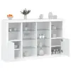Image de vidaXL Buffets avec lumières LED 3 pcs blanc bois d'ingénierie