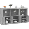 Image de vidaXL Buffet avec lumières LED gris béton 181,5x37x100 cm