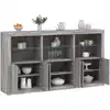 Image de vidaXL Buffet avec lumières LED sonoma gris 181,5x37x100 cm