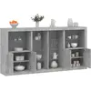 Image de vidaXL Buffet avec lumières LED gris béton 202x37x100 cm