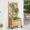 Image de vidaXL Jardinière avec treillis et roues marron bois massif de sapin