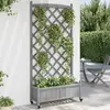 Image de vidaXL Jardinière avec treillis et roues gris bois massif de sapin