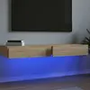 Image de vidaXL Meubles TV avec éclairage LED 2 pcs chêne sonoma 60x35x15,5 cm
