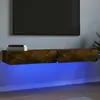 Image de vidaXL Meubles TV avec lumières LED 2 pcs chêne fumé 60x35x15,5 cm